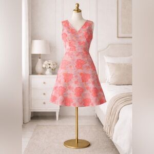 Vince Camuto Size 10 | Pink Floral Dress | Elegant Fit & Flare | Wedding Guest